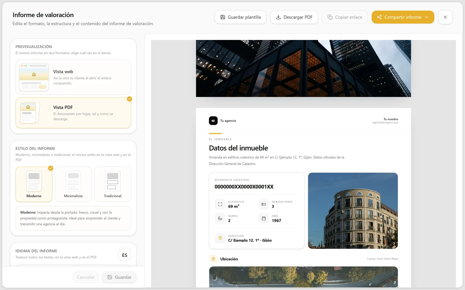 Interfaz de Betterplace con datos de ejemplo